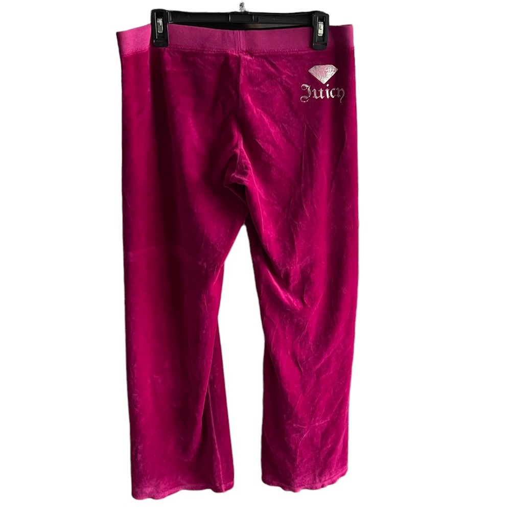 JUICY COUTURE VTG Juicy Forever Magenta Velvet Wide Leg Sport Pants Size L. - Picture 4 of 6